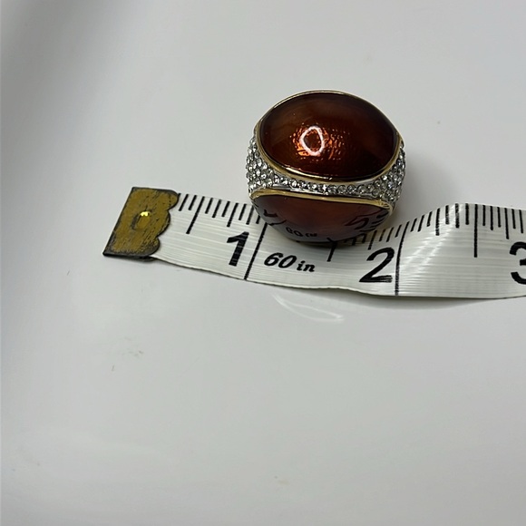COFFEE ENAMEL PAVE DOMED RING VINTAGE - Picture 3 of 7